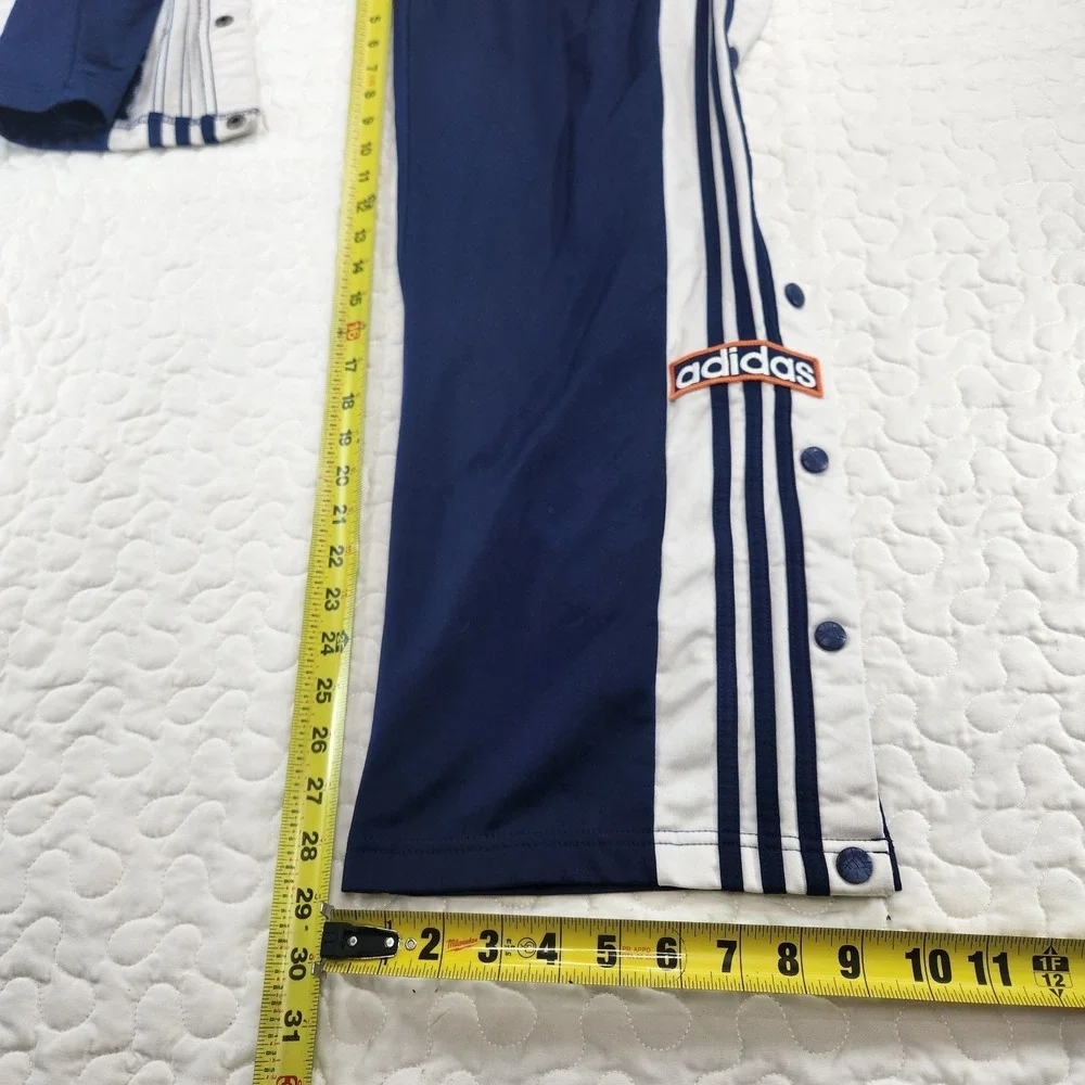 RARE LOGO Adidas Vtg Full Snap Tear Away Track Sweat Pants Blue 3 Stripes 36 37